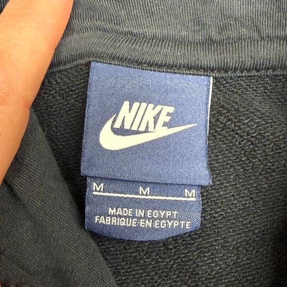 ✅Mens M Nike Black Pullover Hoodie Cotton Blend Casual Activewear Spell Out Logo - Picture 3 of 8